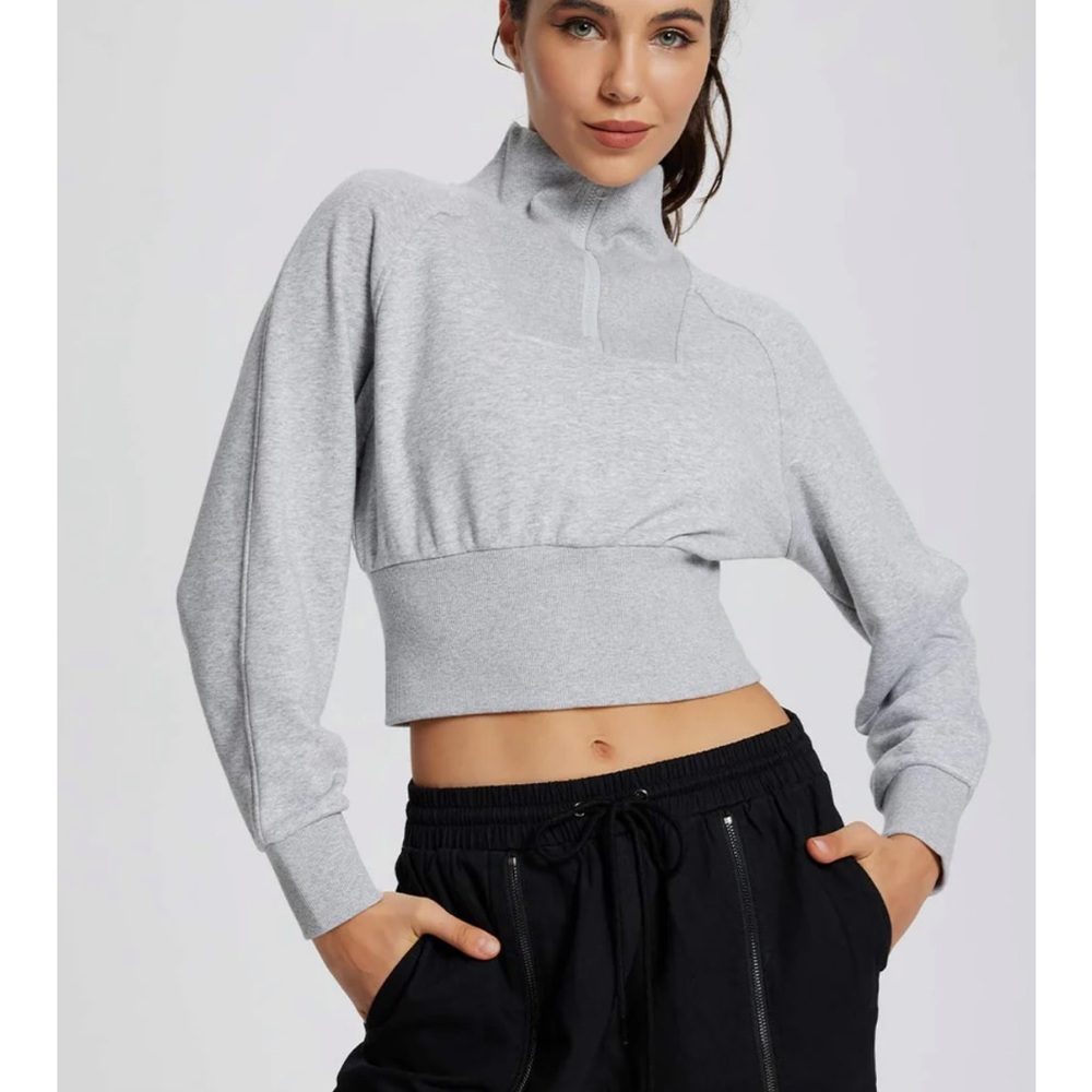 Baleaf Evergreen cotton half zip crop pullover new with tag